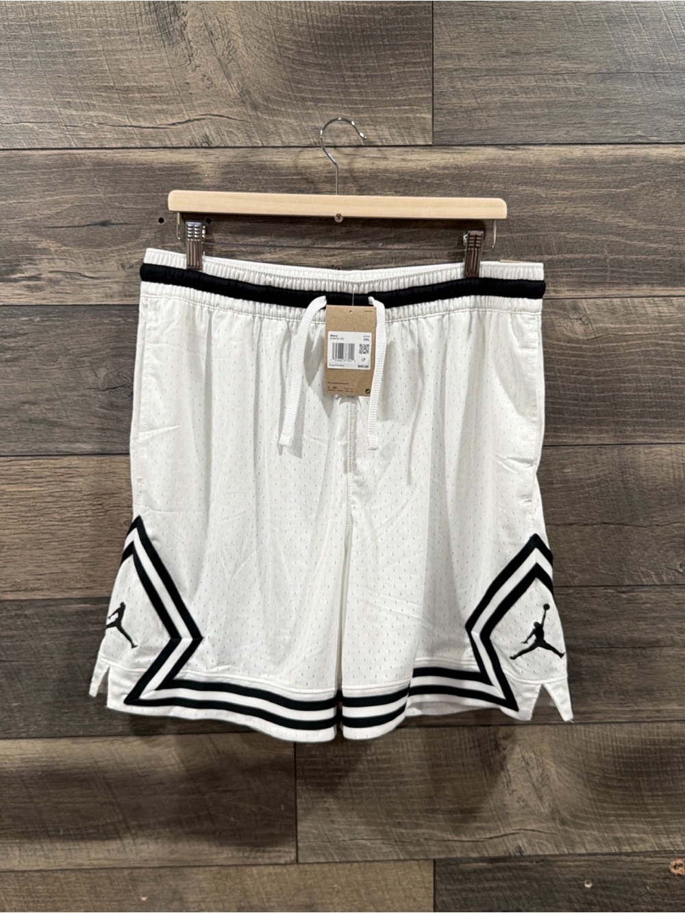 Nike Jordan White Basketball Shorts with Black Trim